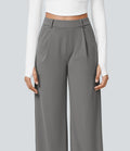 Grey high-waisted stretch trousers – front view