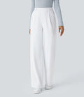 White high-waisted stretch trousers – front view